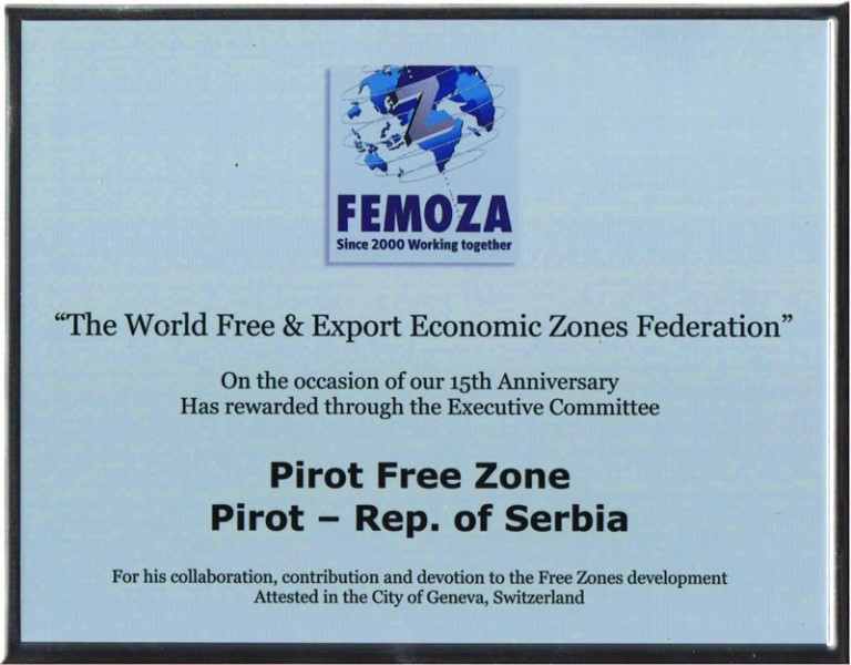 Nagrada udruženja slobodnih zona FEMOZA za 2016 godinu